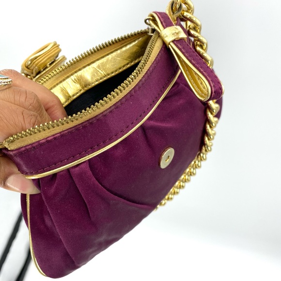 Nine West Chain Link ‘Deep Plum/Gold’ Mini Purse - Picture 5 of 12
